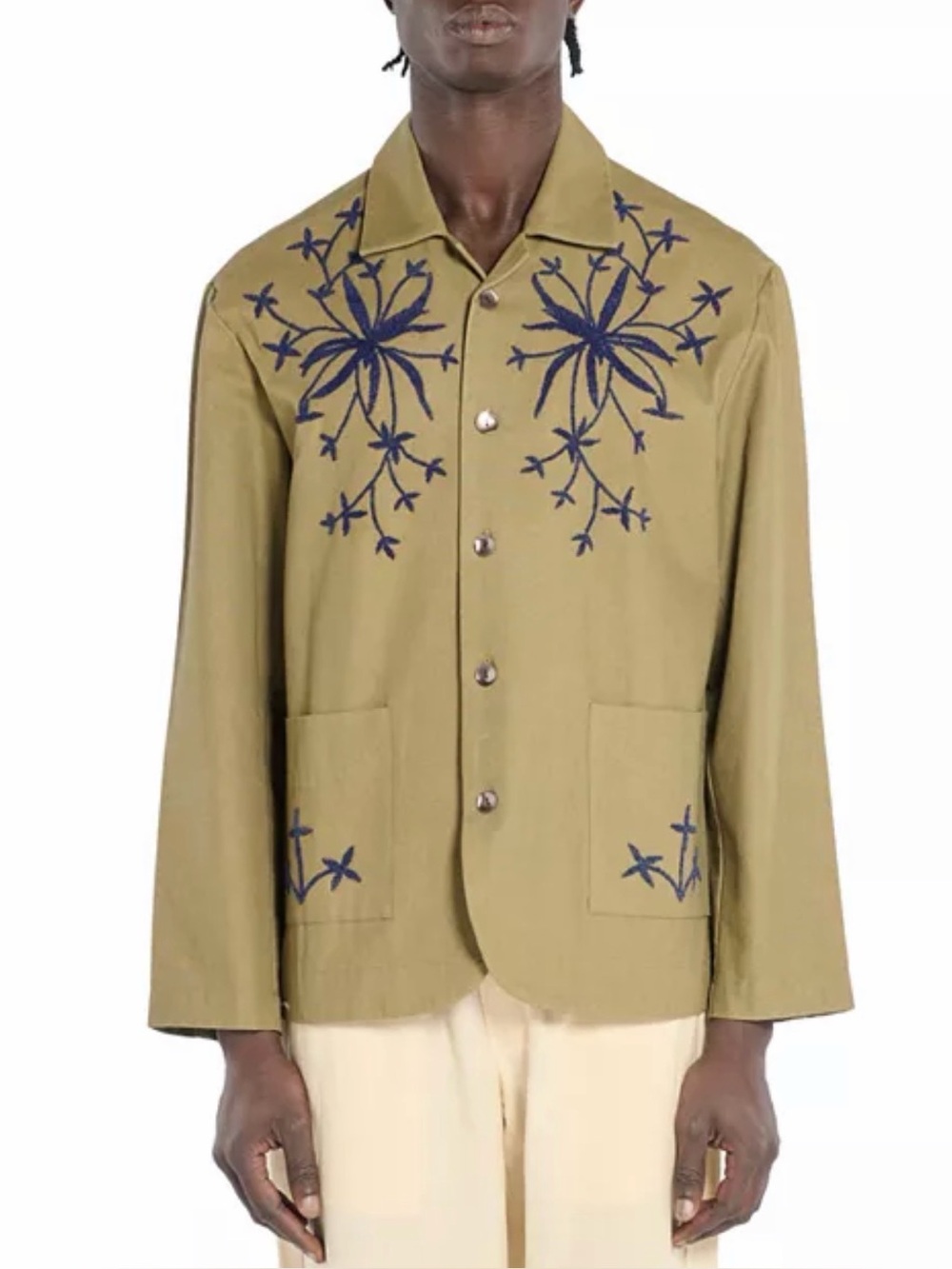Olive Green Embroidered Shirt Jacket - Baziszt Octo brand new with tags